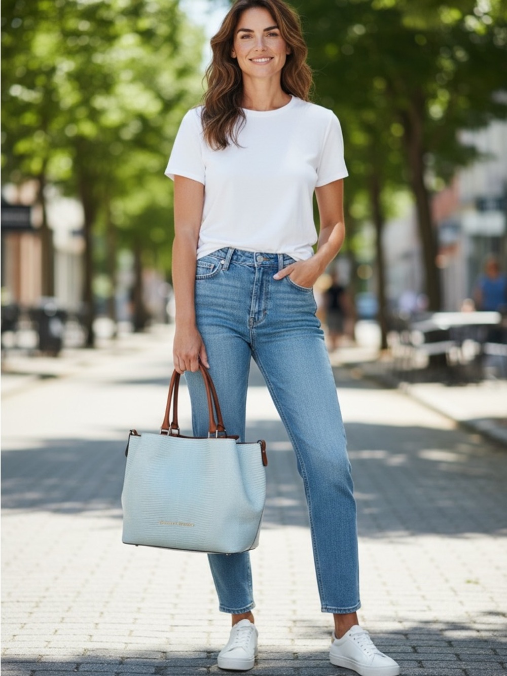 Dooney & Bourke Sky Blue Lizzard Large Barlow